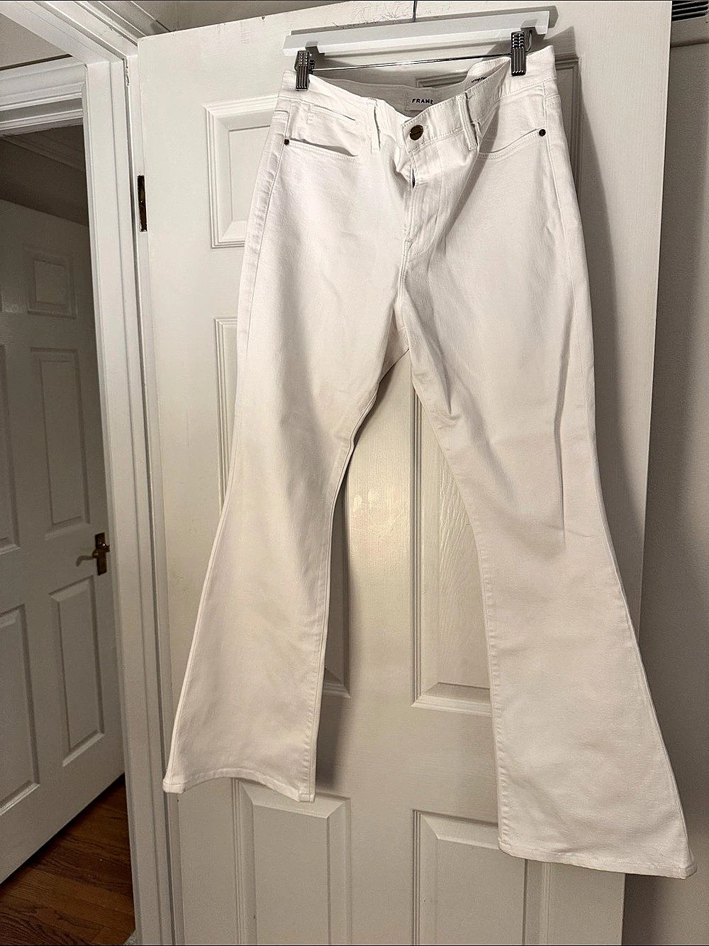 FRAME Le High Flare Jeans White